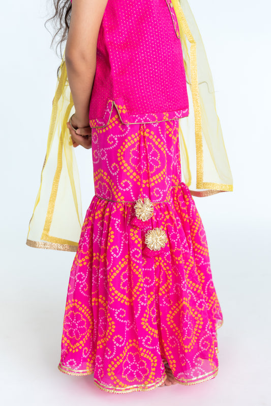 Pink Bandhni Sharara
