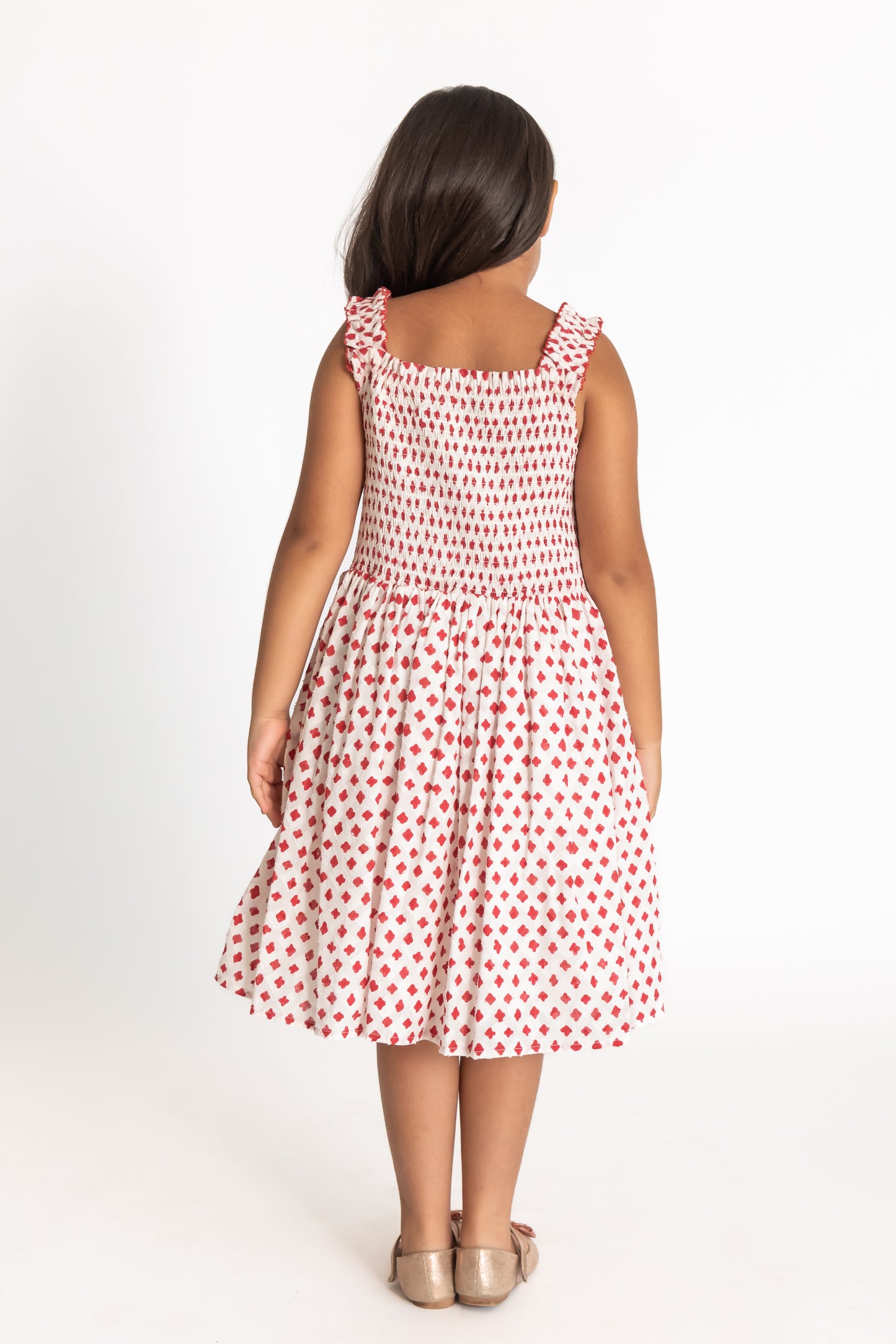 Red and White Smock Dress