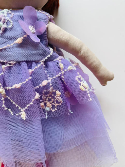 Lavender off shoulder gardenia dress & doll Set