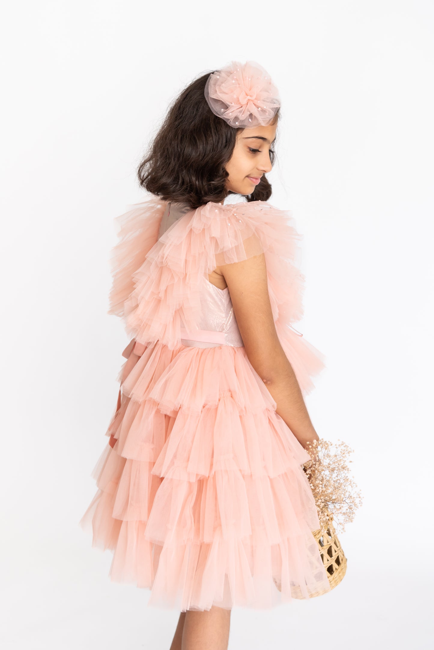 Peach Regalia Dress & doll Set