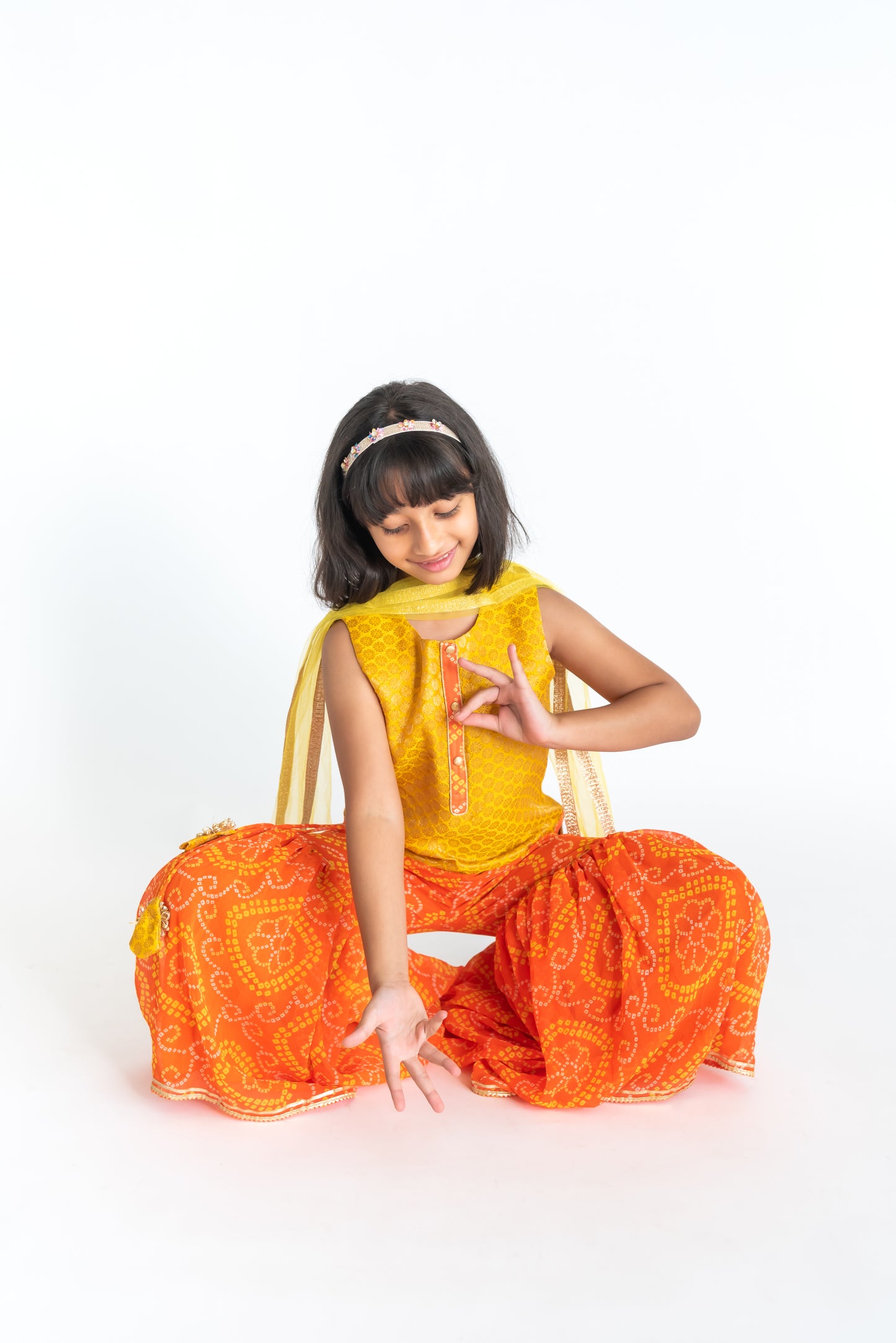 Orange Bandhni Sharara