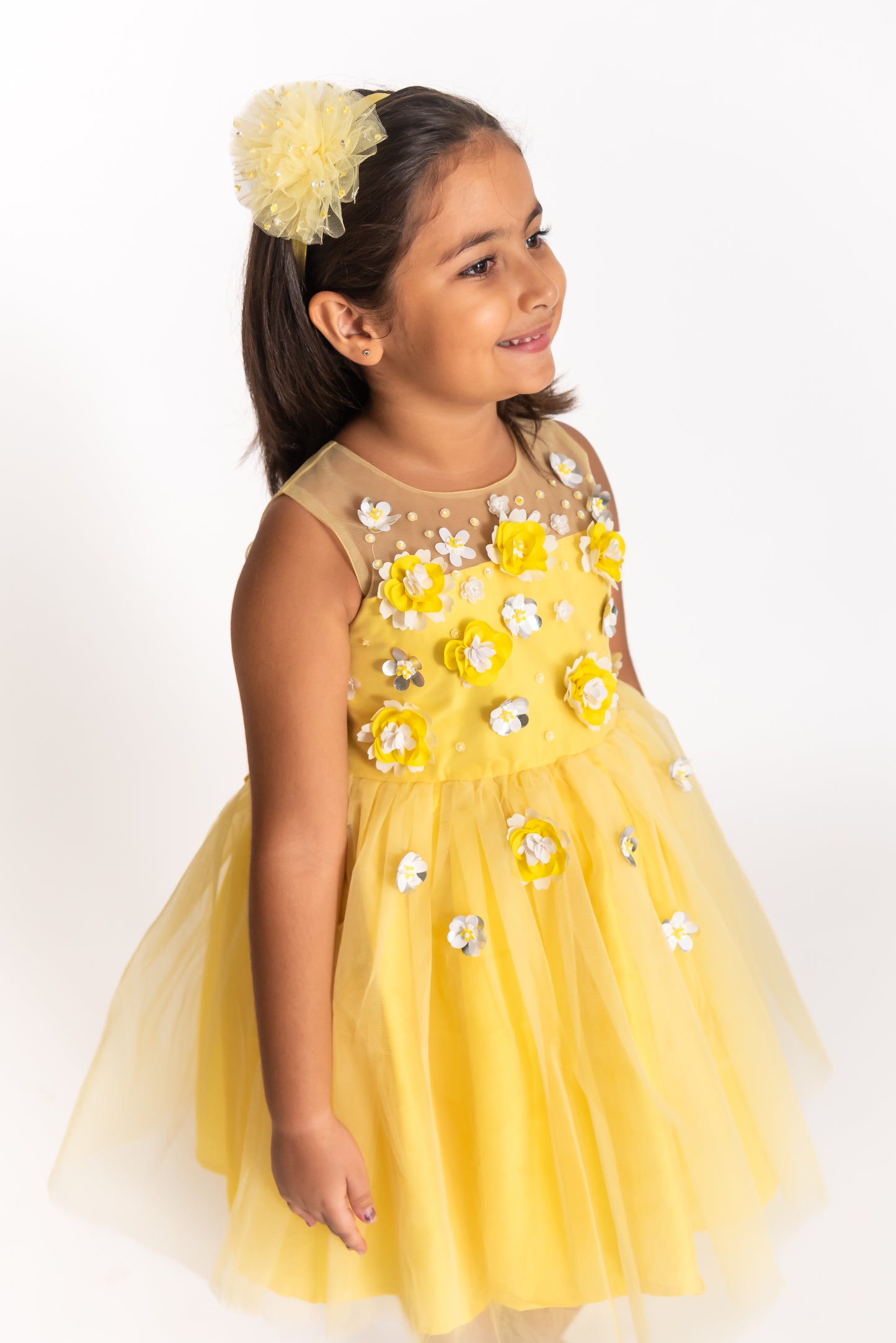 Marigold 3d flower Dress & doll Set