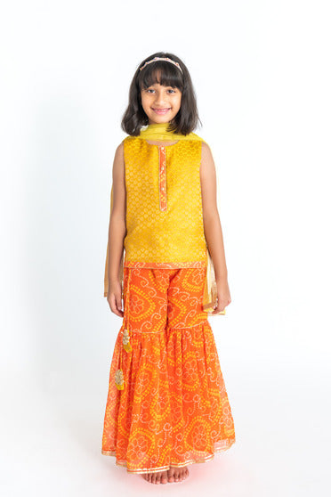 Orange Bandhni Sharara