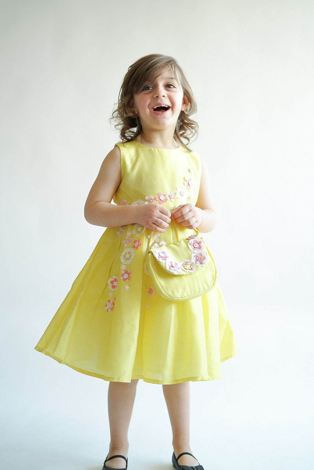 Yellow 3D Flower Dress